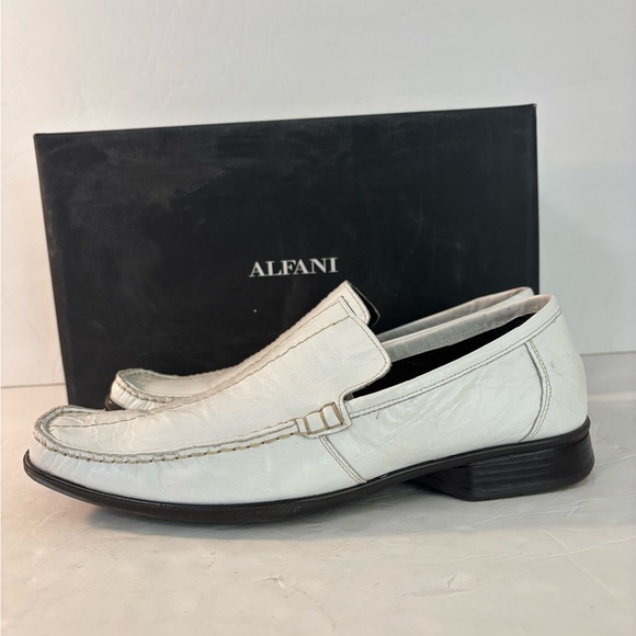 ALFANI Daytona White Leather Slip-on Shoes Size 7 - Picture 5 of 9